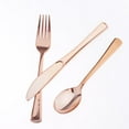 thumbnail image 4 of Paquete de 18 cubiertos de plástico de plata para primera con acabado brillante, incluye 8 tenedores, 8 cucharas, 8 cubiertos, elegante ju Oro rosa, 4 of 9