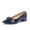 Navy, variant on Rexoro Women Pointed Toe Pumps Bow Decor Slip On Low Chunky Heel Womens Shoes for Office Work Wedding Daily Wear