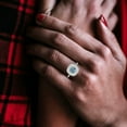 thumbnail image 5 of 1.615 ctw Solitaire with Zirconia Diamond Accents Anniversary Ring for Women | Round Cut Blue Moissanite | Hyperallergenic Solid 14K White Gold, 5 of 5
