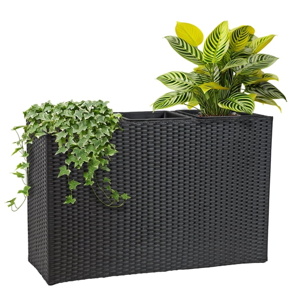 Sunnydaze 11.75" x 30.75" x 21.5" Rectangle Black Polypropylene Planter Box