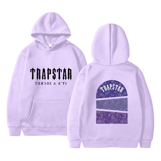 Hauts pour Femmes Trapstar Chandails à Capuchon pour Femmes à Manches Longues Chandails Graphiques Amples Trapstar Chandails à Enfiler Style Rue Hip-hop Chandails pour Femmes (Violet Pâle, 2TG)