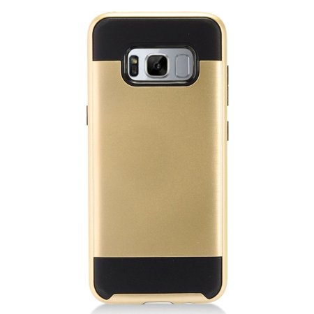 Samsung Galaxy S8 Case, by Insten Brushed Metal Hybrid Hard Chrome Dual Layer Cover Phone Case For Samsung Galaxy