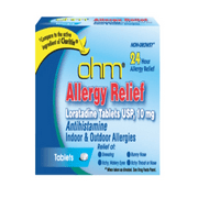 Ohm 24Hr Allergy Relief Loratidine USP Antihistamine, Non Drowsy, 10ct