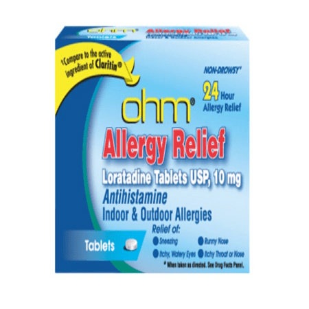 Ohm 24Hr Allergy Relief Loratidine USP Antihistamine, Non Drowsy, 10ct