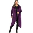 thumbnail image 7 of LELINTA Womens Plus Cardigan Sweaters Open Asymmetrical Draped Lightweight Cardigan Plus Size For Women Long Sleeve Shirt, XL-5XL, Black/ Purple, 7 of 7