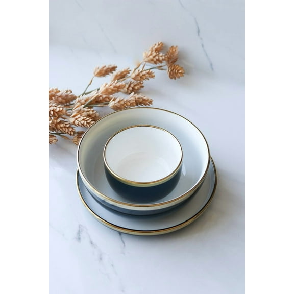 Large Midnight Blue Ceramic Bowl with Gold Rim – 7.5" | The Luxury Collection