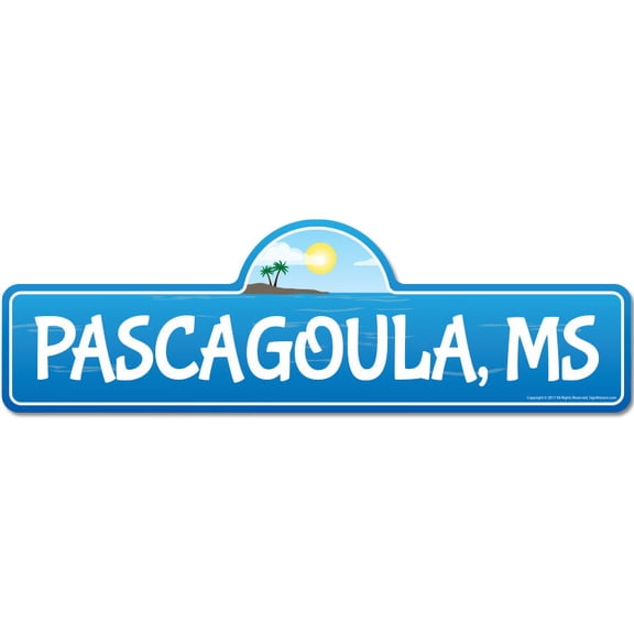 Pascagoula MS Mississippi Beach Street Sign | Indoor/Outdoor | Surfer Ocean Lover Décor For Beach House Garages Living Rooms Bedroom | Signmission Personalized Gift