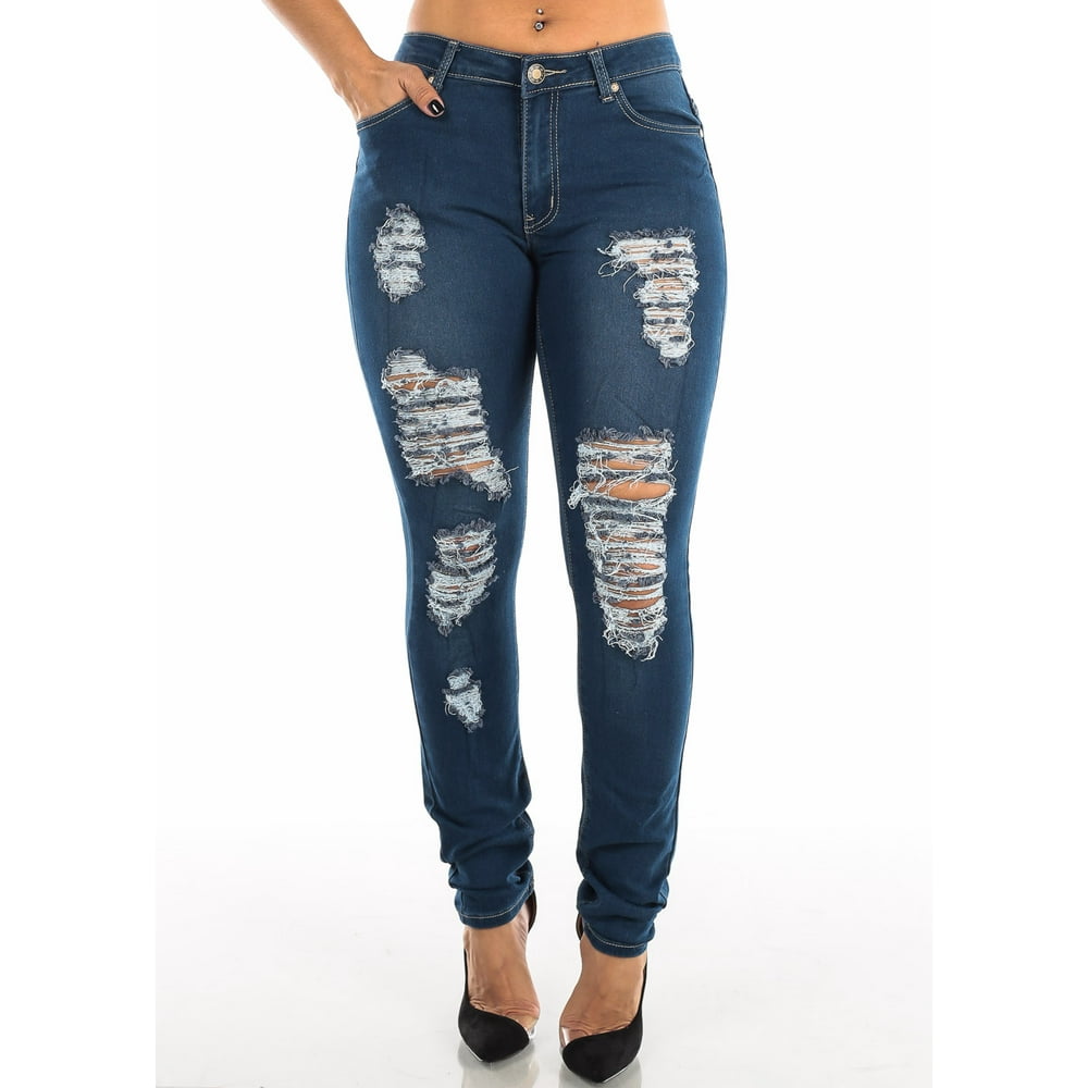 Moda Xpress Womens Skinny Jeans Mid Rise Levanta Cola Butt Lifting