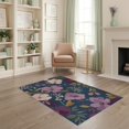 thumbnail image 2 of ODIKA 4'x6' Blue Purple Deep Floral Elegance Washable Area Rug Watercolor Giant Flowers with Fall Charm Non-Slip, Chair-Friendly, Flatwoven for Home Office, Under Desk, 2 of 7