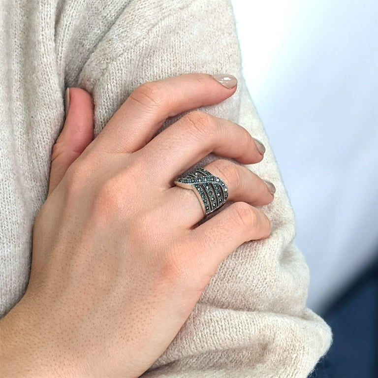 Sterling Silver Marcasite Twist Band Ring Sterling Silver Marcasite Twist Band Ring