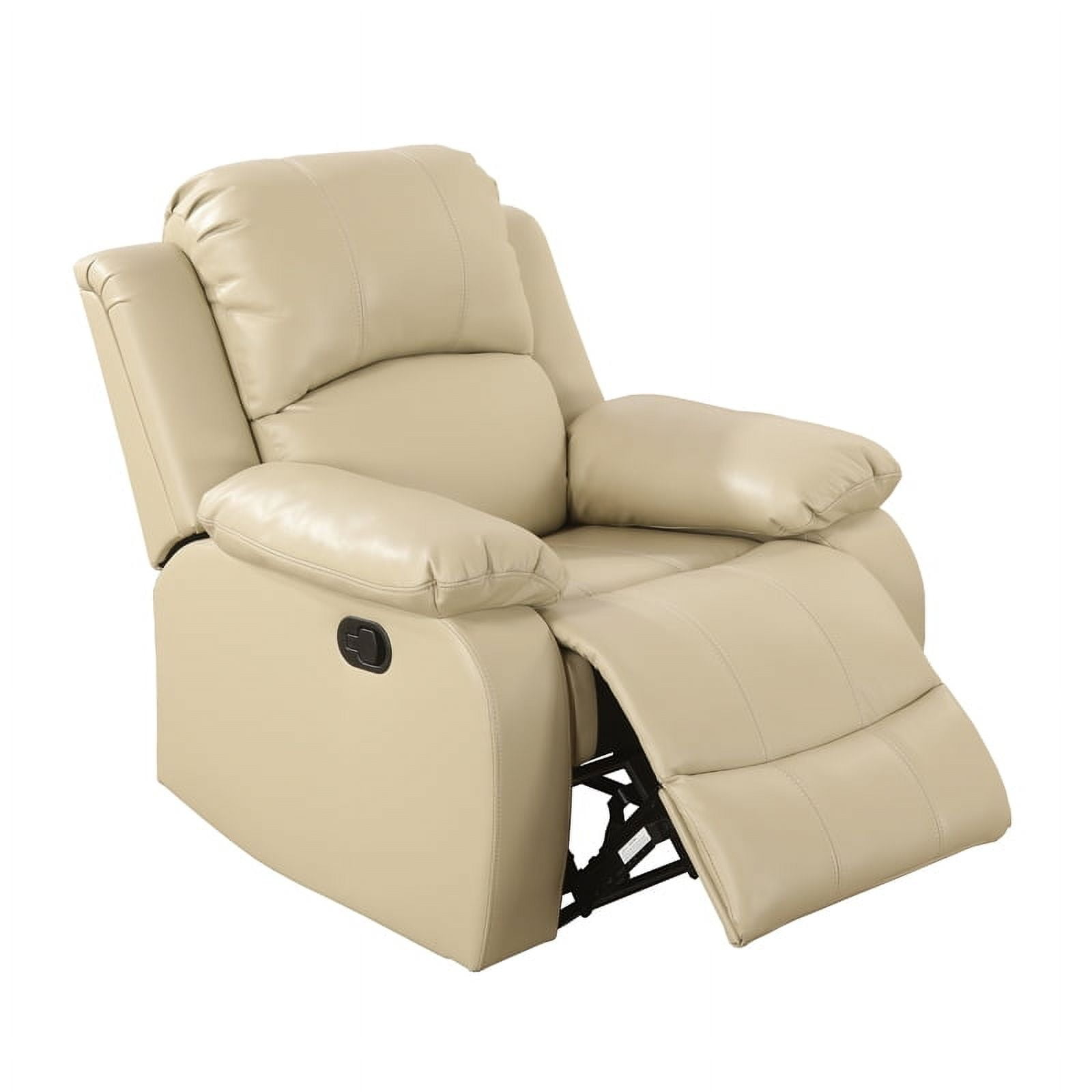 TrumanPick Manual Leather Recliner Chair,Overstuffed reclining Armchair Home Theater Sofa Recliner for Living Room,Beige
