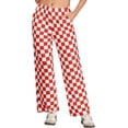 thumbnail image 5 of JWD Women's Checkered Wide Leg Pants Casual Elastic Waist Comfy Loose Fit Trousers with Pockets Red White Plaid M, 5 of 8