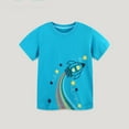 thumbnail image 2 of Baby Boy Summer Clothes Summer Toddler Child Boys Short Sleeve Cartoon Rocket Prints T Shirt Breathable Soft Lightweight Toddler T Shirts Blue 5 Years-6 Years, 2 of 6