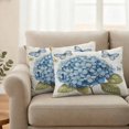 thumbnail image 2 of Blue Hydrangea Outdoor Waterproof Pillow Covers, Spring Vintage Botanical Butterfly Decorative Rectangle Throw Pillowcase Sofa Cushion Sham for Patio/Couch/Chair, 20"x12" 2 Pack, 2 of 8