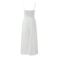 thumbnail image 7 of GEWSEY Women's Ruching Smocking Jumpsuit Summer Slip V Neck Backless Maxi High Low (White, M), 7 of 7