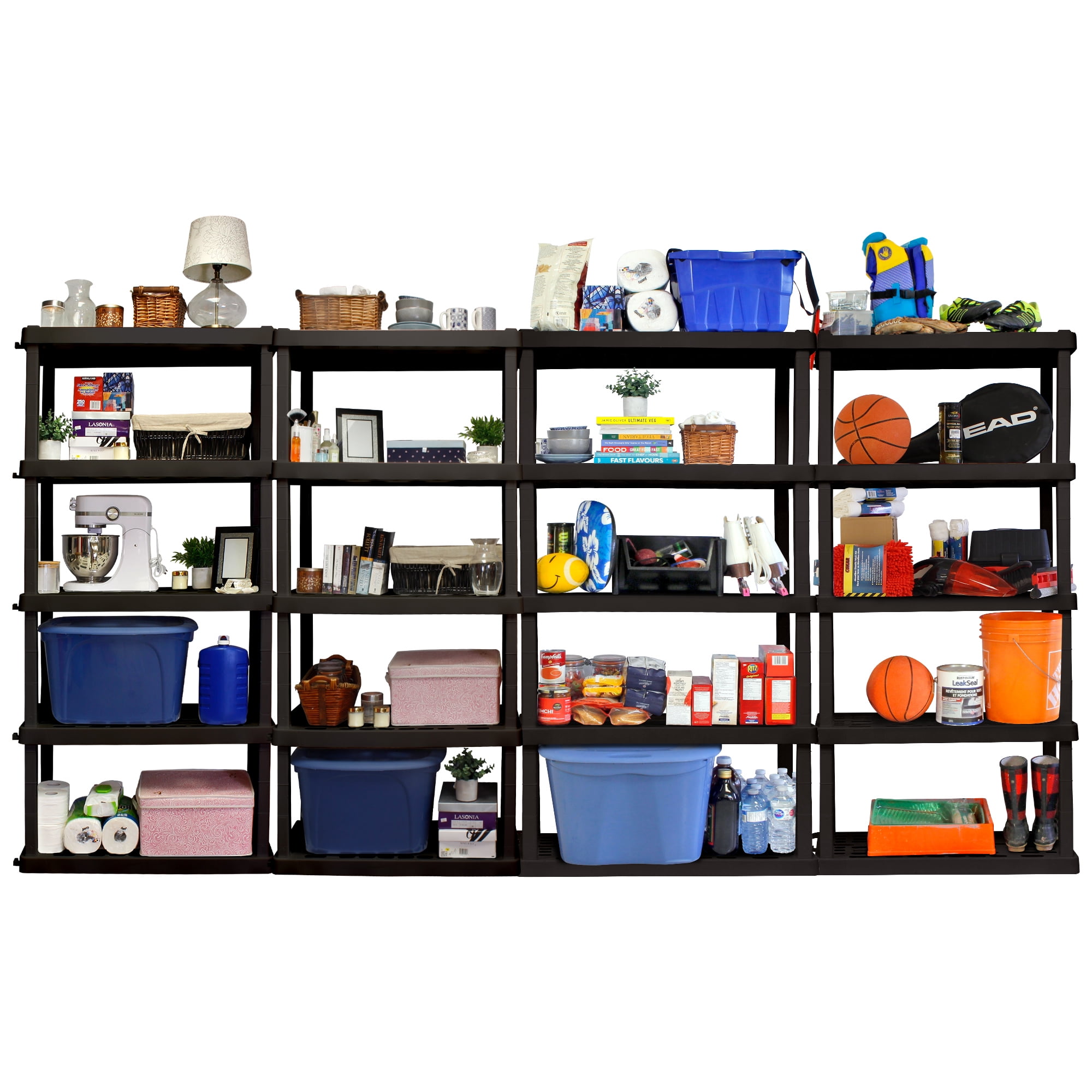Hyper Tough Garage Shelving Unit Heavy Duty 5-Tier 73.8”H x 36”W x 17.75”D 4-Pack Black 750 lbs Capacity