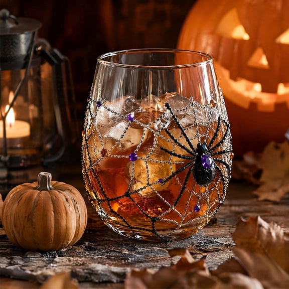 Spider Halloween Glassware, Handcrafted Icon Drink Glasses for Spooky Party Decor & Gifts
