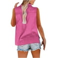 thumbnail image 7 of KIHOUT Women's Solid Color Summer Vest Button Up Sleeveless Lapel Cotton Blouse Shirt, 7 of 7