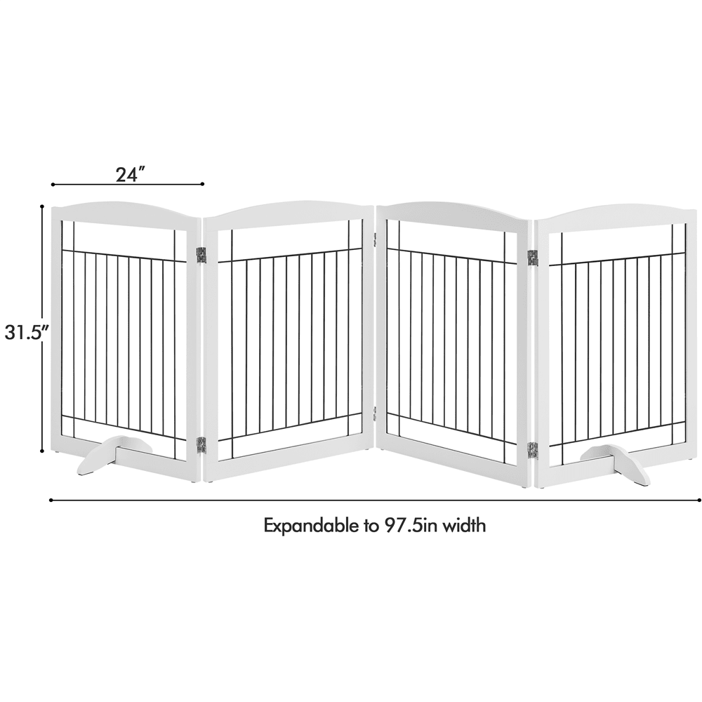 Alden Design 31.5" Height Foldable Pet Gate with 2 Support Feet, White