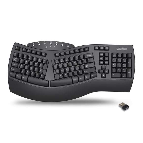 Perixx Periboard-612B Wireless Ergonomic Split Keyboard with Dual Mode 2.4G and Bluetooth Feature, Compatible with Windows 10 and Mac OS X System, Bl