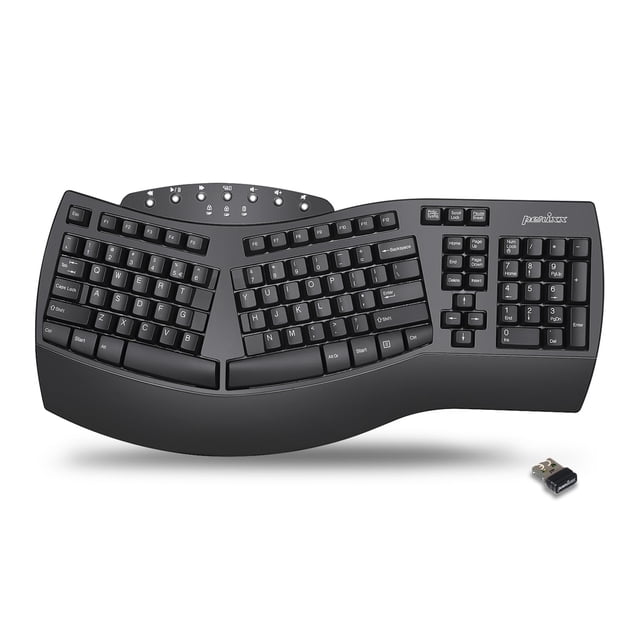 Perixx Periboard-612B Wireless Ergonomic Split Keyboard with Dual Mode 2.4G and Bluetooth Feature, Compatible with Windows 10 and Mac OS X System, Bl