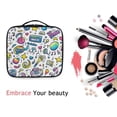 thumbnail image 6 of FORMRS Travel Makeup Bag Large Capacity Train Case Cosmetic Organizer with Adjustable Dividers, Blue Doodle Pattern, 6 of 8