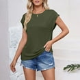 thumbnail image 5 of Womens Shirts Blouse Women's Fashion Casual Wave Stripe Loose Short Sleeve T-Shirt Vest Top, 5 of 6