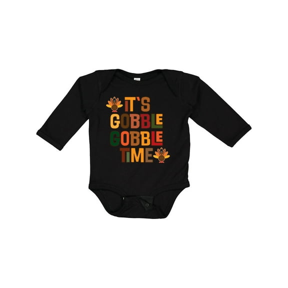 Inktastic Thanksgiving Gobble Time Turkey Boys or Girls Long Sleeve Baby Bodysuit