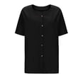 thumbnail image 5 of Fabrcox Womens Linen Tops Short Sleeve Loose Lightweight Women's Button Down Shirt Trendy Travel Beach Spring Summer Blouses for Women with Pocket, 5 of 7