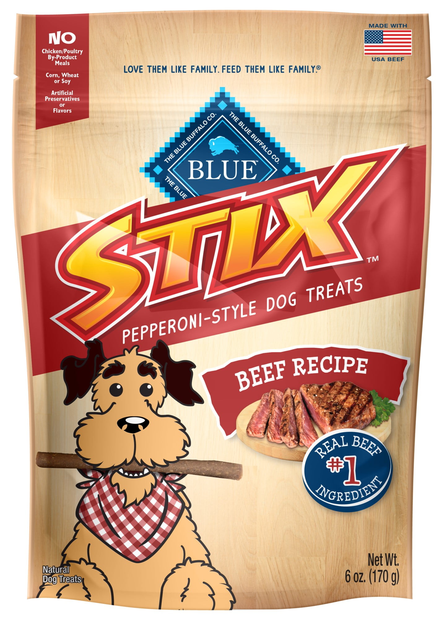 Blue Buffalo Stix Natural Soft-Moist Dog Treats with Beef Recipe - 5oz