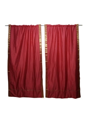 Mogul 2 Maroon Curtains Rod Pocket Sari Curtains Panels Boho Indi Gypsy Home Decor Interiors 84 inch