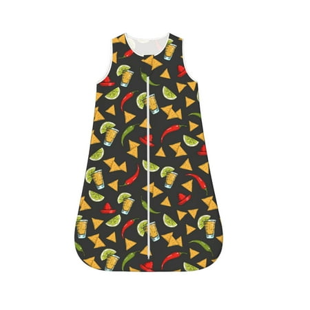 

Qokaie Mexican Food Beer Print Baby Sleep Sack Sleeveless Baby Sleeping Bag with 2-Way Zipper Sleep Sack for Toddler 12-18 Months-Medium