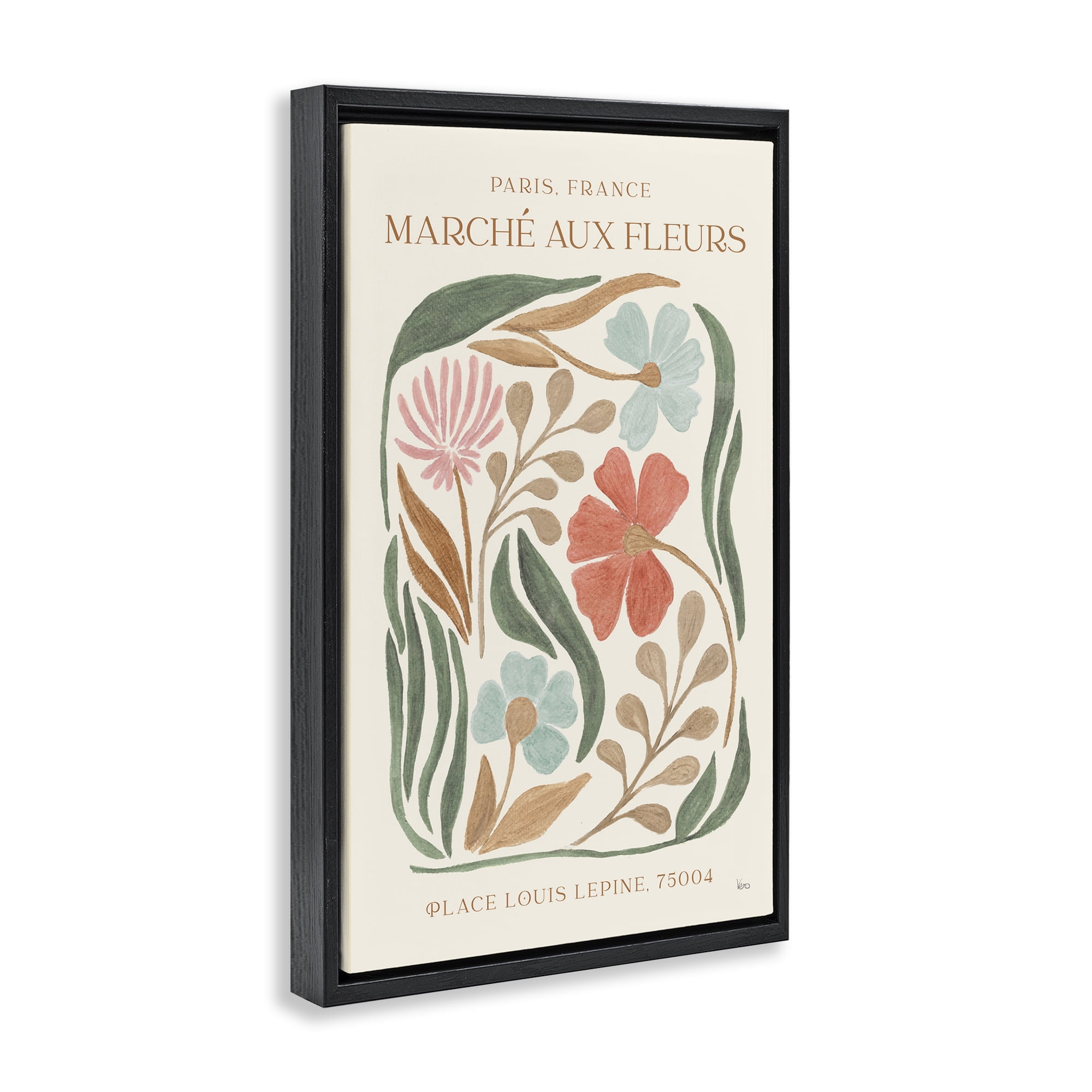 Stupell Industries French Floral Painting Botanical & Floral Painting Black Floater Framed Art Print Wall Art, 17 x 25