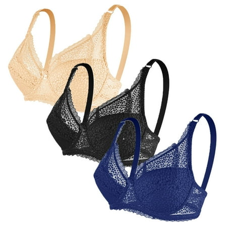 

Baywell Women s Minimizer Bra Set of 3 Ultra-Thin Lace Unlined Bra Underwire Unpadded Full Coverage Bra 36/80C-40/90D