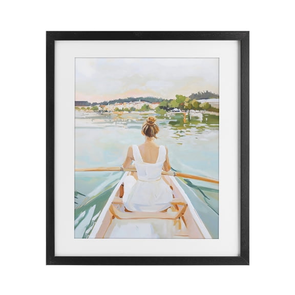Stupell Industries Contemporary Girl In Peaceful Canoe Ride Black Framed Print Under Glass, 13 x 16, by The Prints Vibe