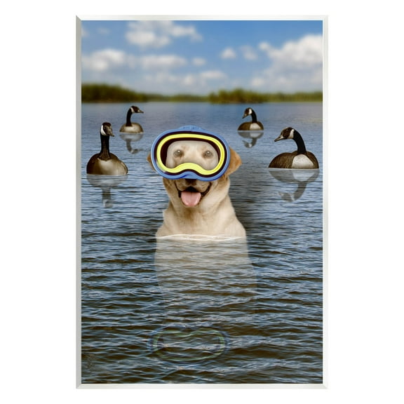 Funny Dog Goggles Swimming Bay Animals & Insects Graphic Art Unframed Art Print Wall Art
