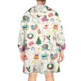 thumbnail image 2 of Wearable Oversized Blanket,Beige Christmas Santa Pattern Wearable Blanket Hoodie for Adults,Cozy Hooded Blankets with Super Pockets,Super Warm Fuzzy Pullover for Women & Men, 2 of 6