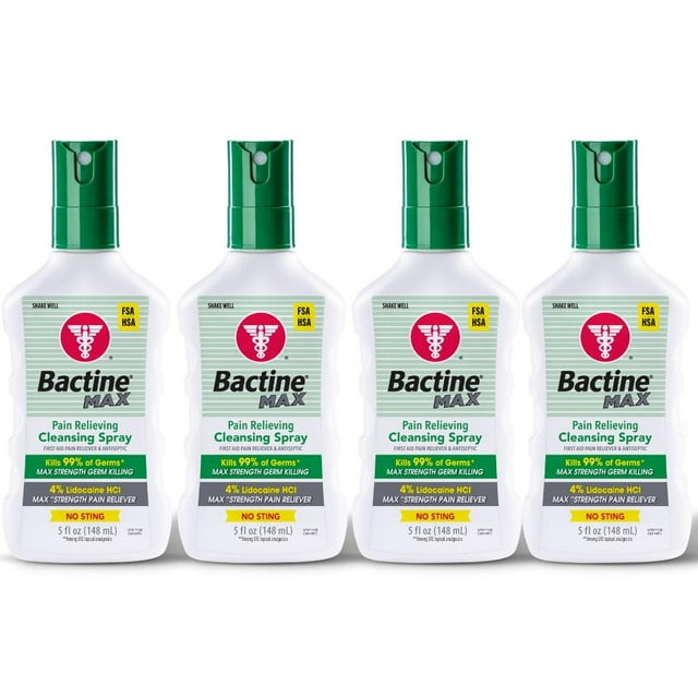 Spray de primeros auxilios Bactine MAX Pain Relief con 4% de lidocaína, 150 ml