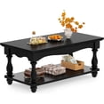 thumbnail image 3 of Homieasy Coffee Table, 2-Tier Farmhouse Coffee Table with Storage for Living Room, Black, 3 of 8