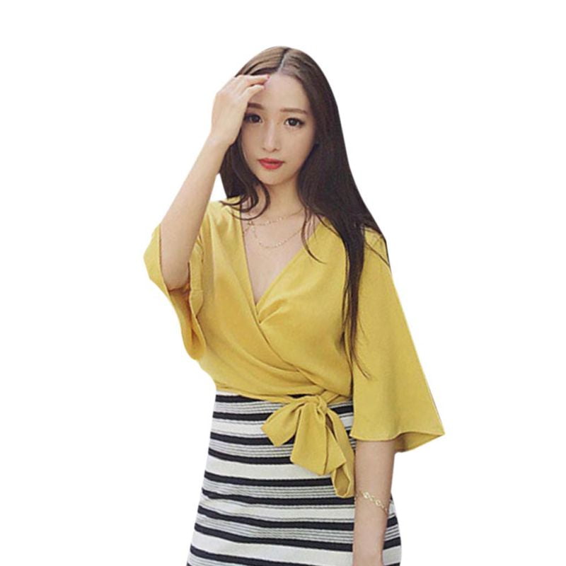 low cut chiffon shirt