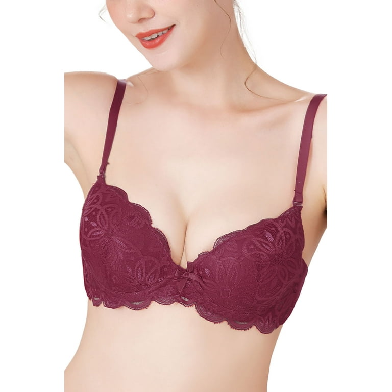 phistic Women Lace Overlay Extreme Push Up Bra (Regular & Plus Size  34A-40D) 
