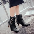 thumbnail image 4 of BONIXOOM Womens Boots High Heel Rubber Buckle Mid-Calf Winter Black, 4 of 6