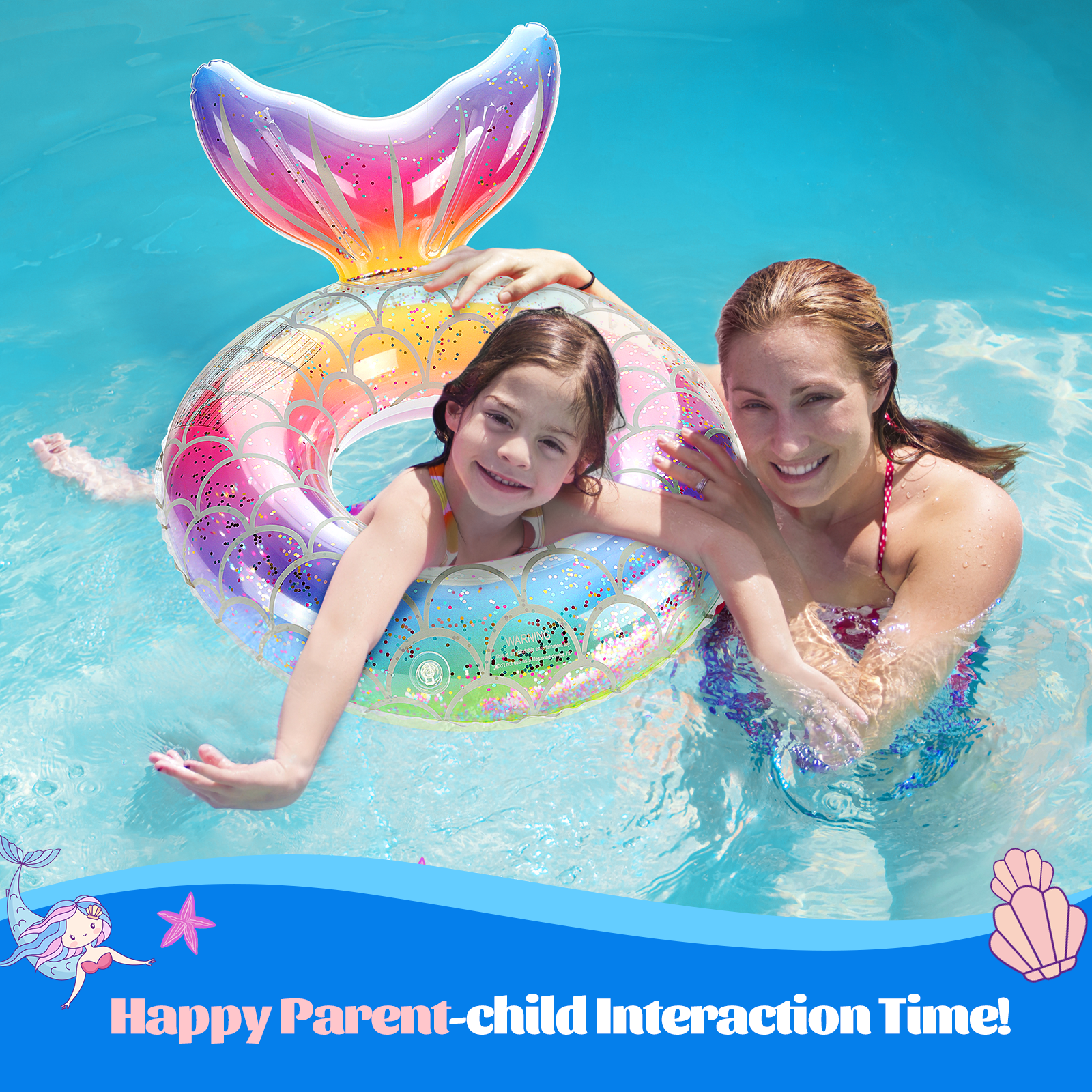 MoKo Mermaid Pool Float Ring, Rainbow photo 3