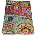 thumbnail image 2 of Yuvancrafts Indian Cotton Handmade Kantha Quilt Hand Block Print Twin Quilt 90x60in Multicolor, 2 of 3