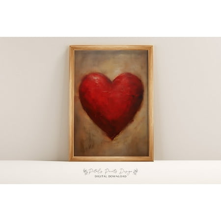 Red Heart Print, Valentine'S Day Wall Art Home Decor #1806, Unframed Poster Size 8x12
