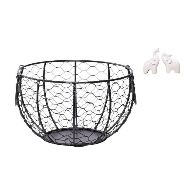 Cesta de huevos,Cesta multiusos para huevos,cesta tejida de alambre de hierro,Cesta de almacenamiento de alambre para huevos Cesta de almacenamiento portátil,Escultura de elefante,Esculturas