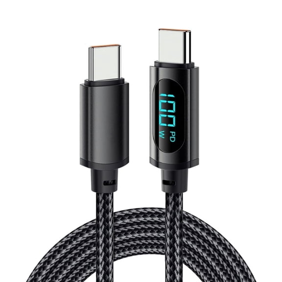 USB C to USB C Cable PD- 100W LED Digital Display Type C Charging Cable Durable