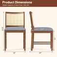 thumbnail image 3 of Gymax Rattan Dining Chair Set of 2 w/ Rubber Wood Frame Linen Fabric Padded Seat, 3 of 9