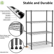 M MZG 4 Tiers Wire Dimensions: 23.6W x 13.7D x 53.4H Shelving Unit, Black