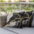 thumbnail image 3 of 2 Pack Outdoor Waterproof Throw Pillow Covers,Natural Black White Marble Gold Crack Decorative Square Pillow Case Patio Pillowcases for Chair Couch Sofa 16x16in, 3 of 9